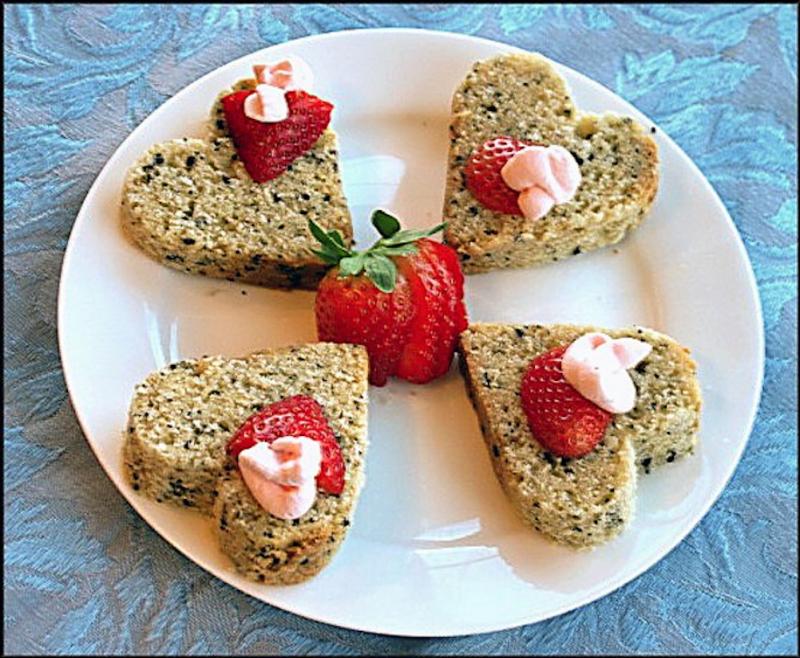 For a romantic dessert, try heart-shaped pound cake slices with sliced strawberries and a dollop of pink whipped cream. JACK CLEMONS PHOTO